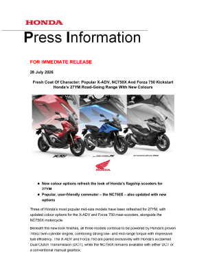 Honda Forza 750 – Honda’s 27YM Road­Going Range With New Colours